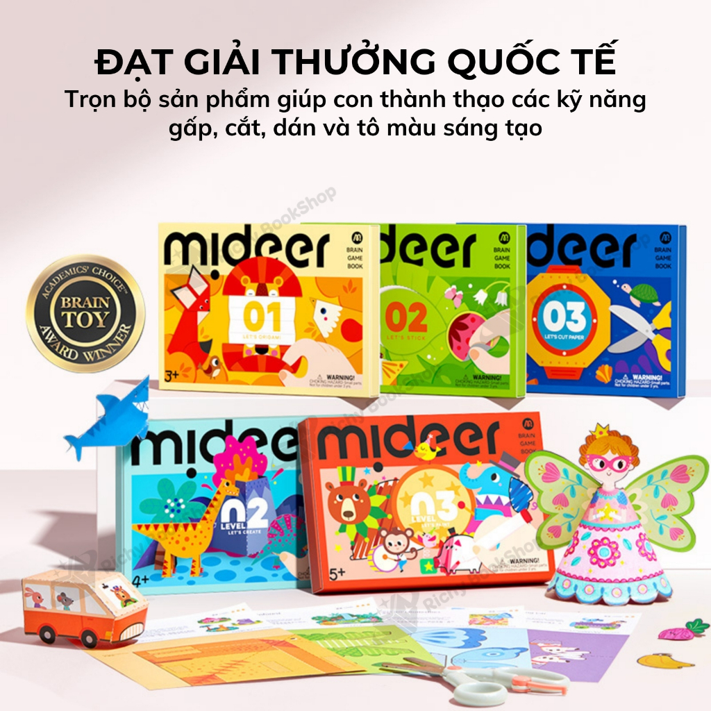 Tranh tô màu sáng tạo 3 cấp độ Mideer Brain Gamebook - Let's Paint 3 level