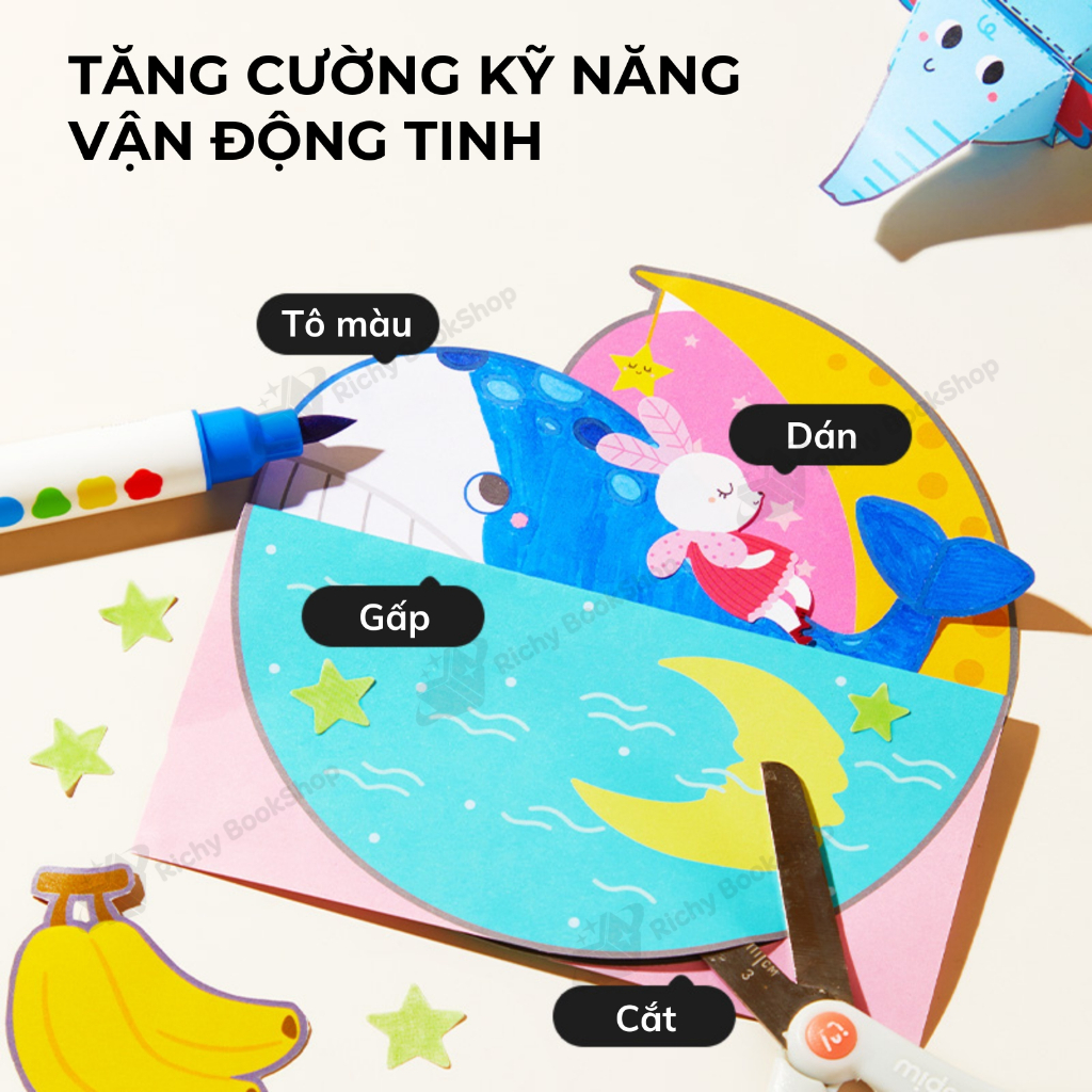 Tranh tô màu sáng tạo 3 cấp độ Mideer Brain Gamebook - Let's Paint 3 level