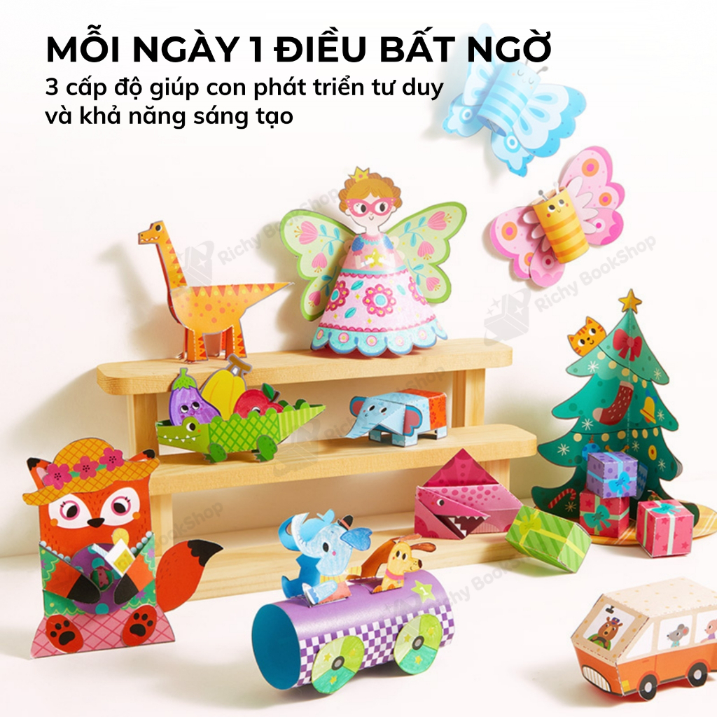 Tranh tô màu sáng tạo 3 cấp độ Mideer Brain Gamebook - Let's Paint 3 level