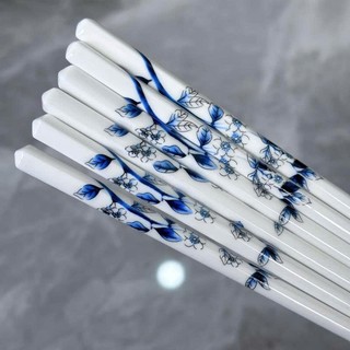 Đũa sứ trắng ăn cơm hoa văn sang trọng- Dư Dư