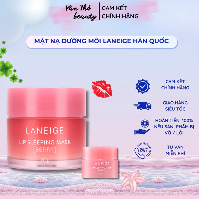Mặt nạ Dưỡng Môi Laneige 3g/20g, Mặt Nạ Môi Làm Sáng Đường Viền Môi và Giữ Ẩm, Dưỡng Ẩm Môi