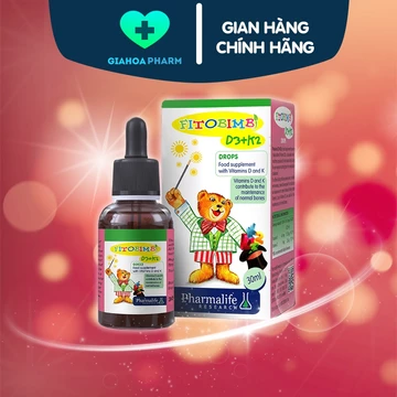 Fitobimbi D3 K2 - Siro bổ sung vitamin D3, K2 cho bé, tăng hấp thu canxi / calci giúp xương, răng trẻ em chắc khỏe