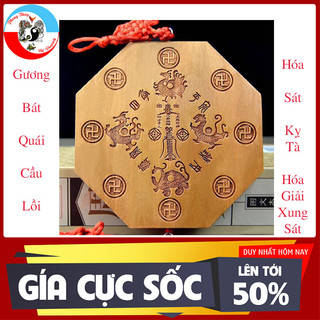 Gương Bát Quái Gỗ Đào Cầu Lồi Pháp Bảo Tịch Tà - Hóa Sát Hàng Đầu – Cho Ngôi Nhà Luôn Vượng Khí