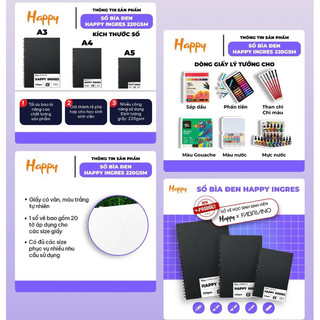 HAPPY x FABRIANO - Giấy, Sổ lò xo giấy có vân 220gsm A5 / A4 / A3 10-20 tờ ♥ Happy Ingres Sketchbook