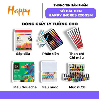 HAPPY x FABRIANO - Giấy, Sổ lò xo giấy có vân 220gsm A5 / A4 / A3 10-20 tờ ♥ Happy Ingres Sketchbook