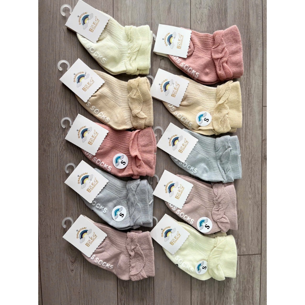 Sét 10 đôi tất chống trượt cho bé 0-3 tuổi hình thú vải cotton len mềm mại BN03