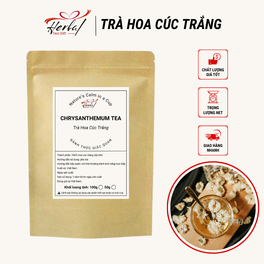 Trà Hoa Cúc Trắng Sấy Khô HERBAL TEA GIFT 50G/100G - Bạch Cúc, Ngủ Ngon ...