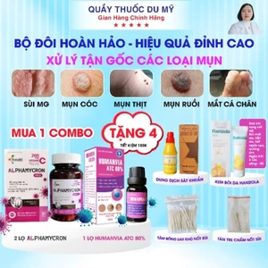 Combo chấm sùi ,mụn cóc,mắt cá chân humanvia atc 80% và 2 hộp viên uống alphamycron 30 vien