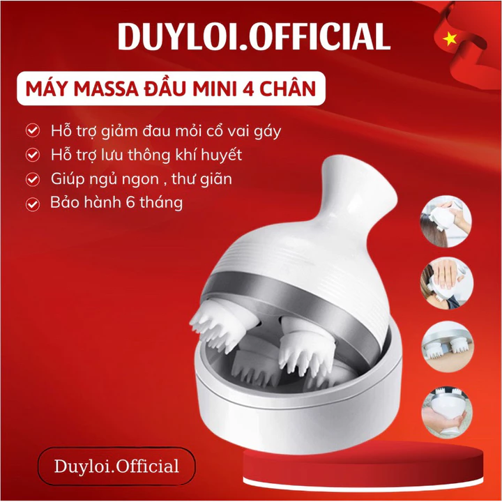 Máy Massage Đầu mini Duyloi.Official cầm tay 3 chế độ | Máy massage đầu 3D 4 đầu massage