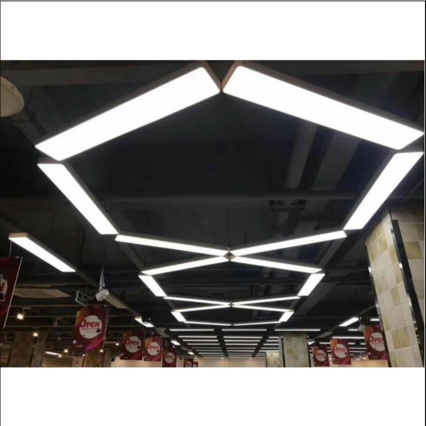 Ảnh Đèn máng thả Văn phòng MONSKY loại to bo góc và vuông góc 60w,  72W  1m2 vỏ đen BLACK 2