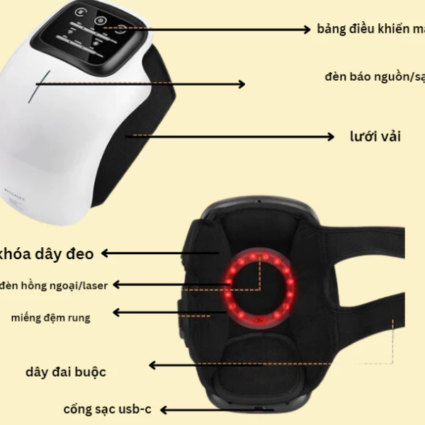 Máy mát xa đầu gối không dây nhiệt hồng ngoại và rung giảm đau đầu gối khi bị sưng khớp cứng, dây chằng bị kéo căng