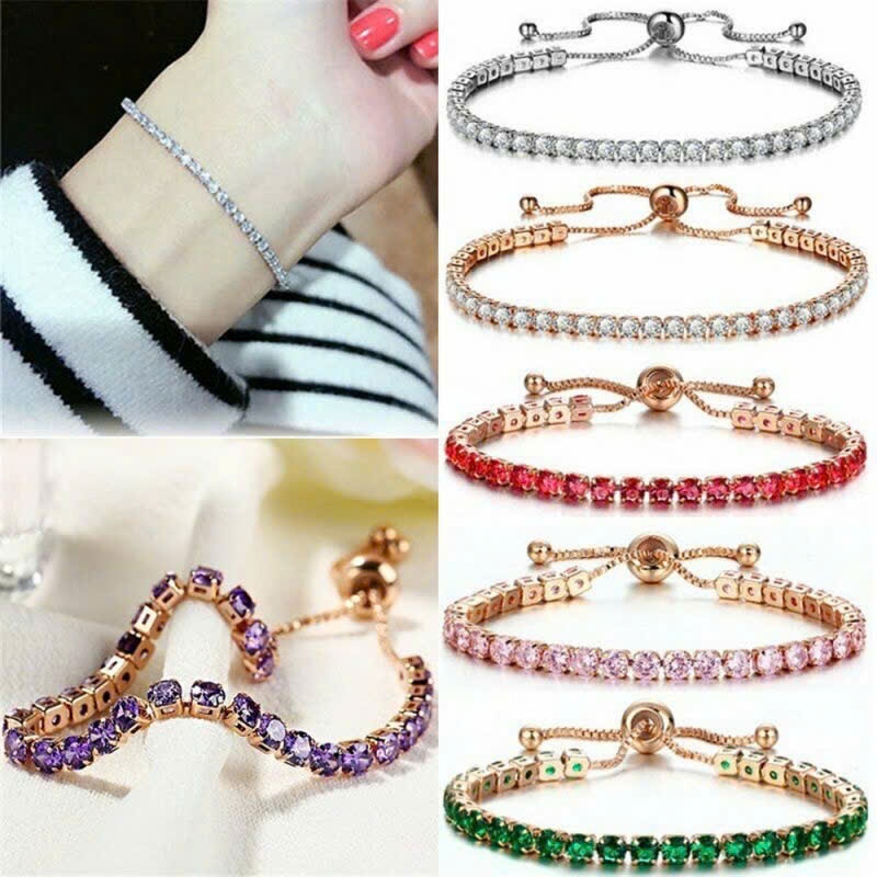 Vòng tay đá quý lấp lánh, thiết kế dây rút tinh tế với nhiều màu sắc