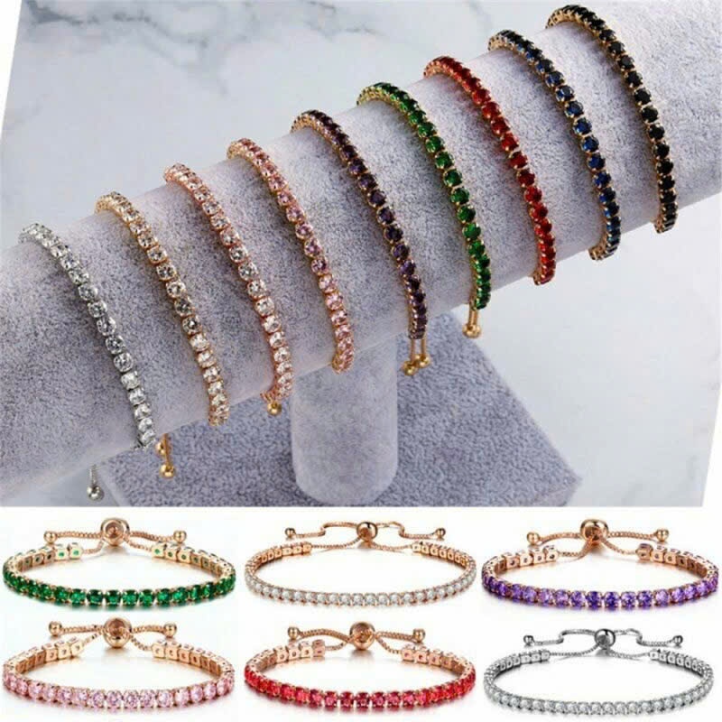 Vòng tay đá quý lấp lánh, thiết kế dây rút tinh tế với nhiều màu sắc