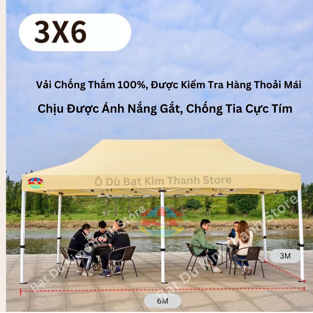 [Hàng Chuẩn - Màu Be] Nhà Bạt Di Động Gấp Gọn 3M X 3M; 2M x 2M Che Nắng Mưa Ngoài Trời, Khung Thép Sơn Tĩnh Điện