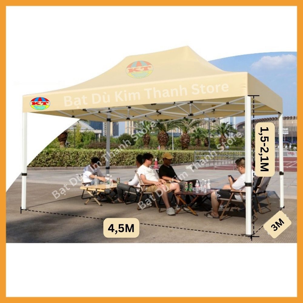 [Hàng Chuẩn - Màu Be] Nhà Bạt Di Động Gấp Gọn 3M X 3M; 2M x 2M Che Nắng Mưa Ngoài Trời, Khung Thép Sơn Tĩnh Điện