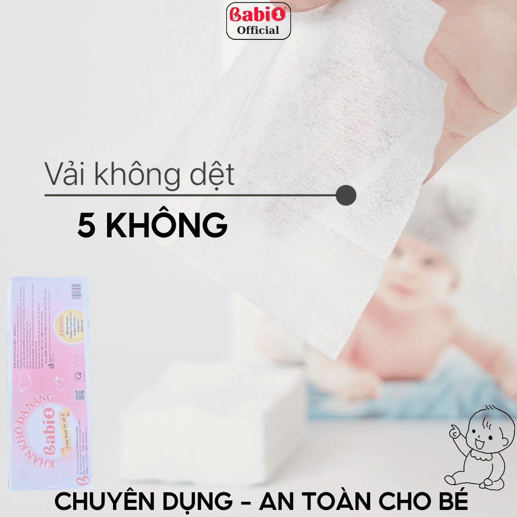 Combo 5 Gói Khăn Khô Babi1 Đa Năng Vải Không Dệt An Toàn Da Nhạy Cảm, Chuẩn 5 Không Cho Mẹ Và Bé
