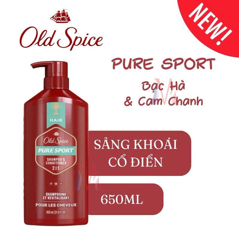 Ảnh Dầu gội & Xả 2in1 Old Spice Bearlove/Pure Sport/Think & Full hương nước hoa nam 650ml 4