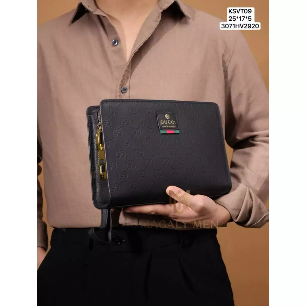 Ví Khóa Vân Tay, Ví Cầm tay, Clutch Cầm Tay Nam Da Bò KSVT09