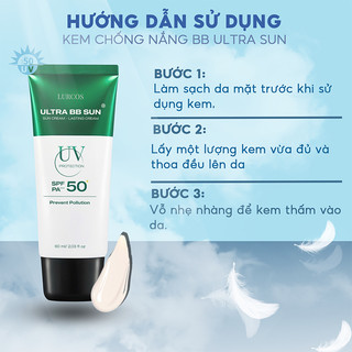 Kem Chống Nắng Vật Lý Không Nâng Tone Da LURCOS ULTRA BB SUN Chống Bụi Mịn FPS 50+ 60g