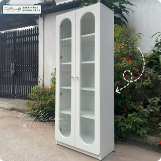 Tủ kệ sách cánh kính, tủ vòm decor (Đã Lắp Sẵn) Nội Thất Tiết Kiệm TUI190