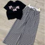 Set bộ áo croptop mix quần kẻ caro cạp trắng - Ba chiêc nơ