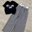 Set bộ áo croptop mix quần kẻ caro cạp trắng - Ba chiêc nơ