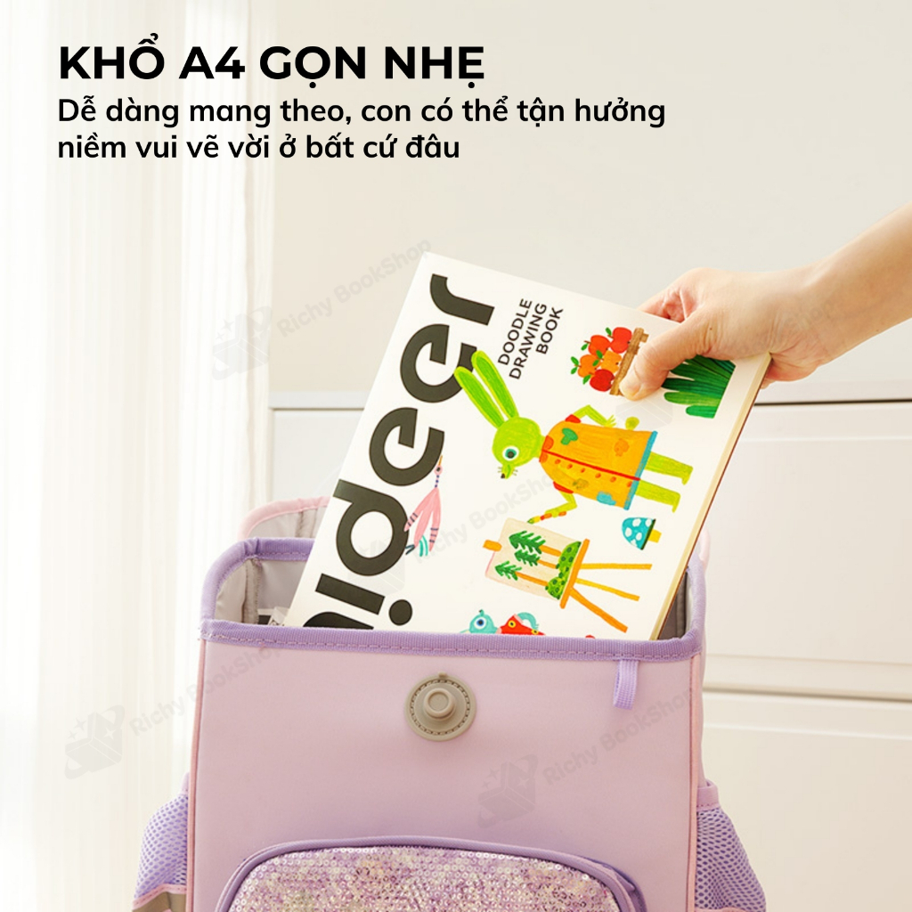 Giấy vẽ màu nước, giấy vẽ A4 2 lớp dày dặn Mideer Doodle Drawing Book