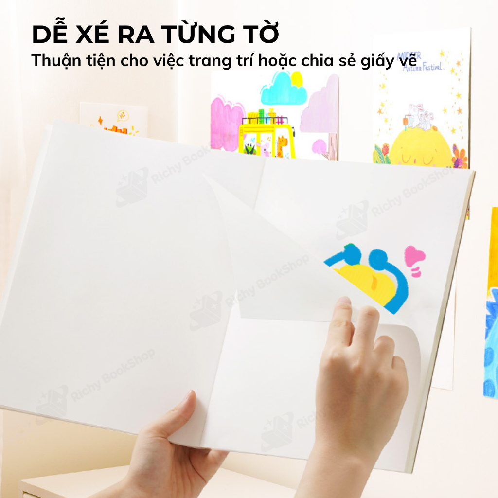 Giấy vẽ màu nước, giấy vẽ A4 2 lớp dày dặn Mideer Doodle Drawing Book