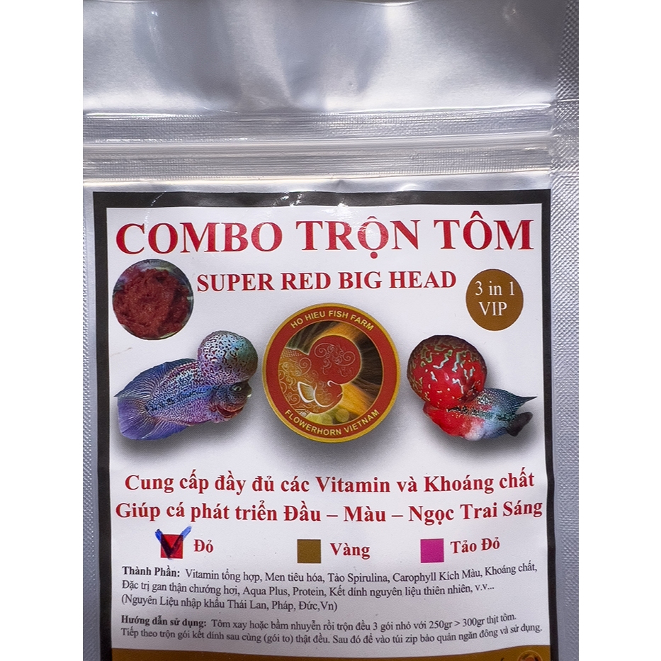 COMBO NGUYÊN LIỆU TÔM TRỘN, TIM BÒ TĂNG ĐẦU, TĂNG MÀU, DINH DƯỠNG CHO CÁ LA HÁN, CÁ CẢNH