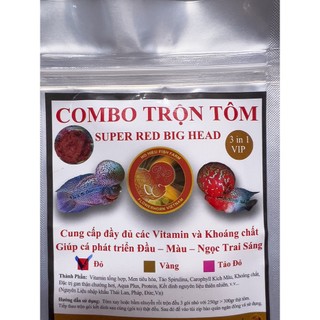 Combo Nguyên Liệu Tôm Trộn ,Thức Ăn Lên Đầu Tăng Màu Cho Cá La Hán, Trộn Tôm Và Tim Bò Trộn Thức Ăn Cho Cá