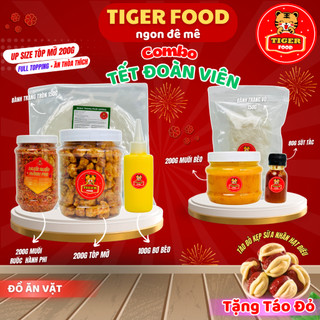 COMBO TẾT ĐOÀN VIÊN Bánh Tráng Phơi Sương TIGER FOOD đi kèm sốt muối béo + tóp mỡ + muối ruốc hành phi + sốt tắc chua ng