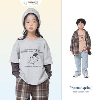 Áo thun trẻ em dài tay MÈO TRƯỢT VÁN size 12-38kg style Hàn Quốc | Dương Oyy 011123166