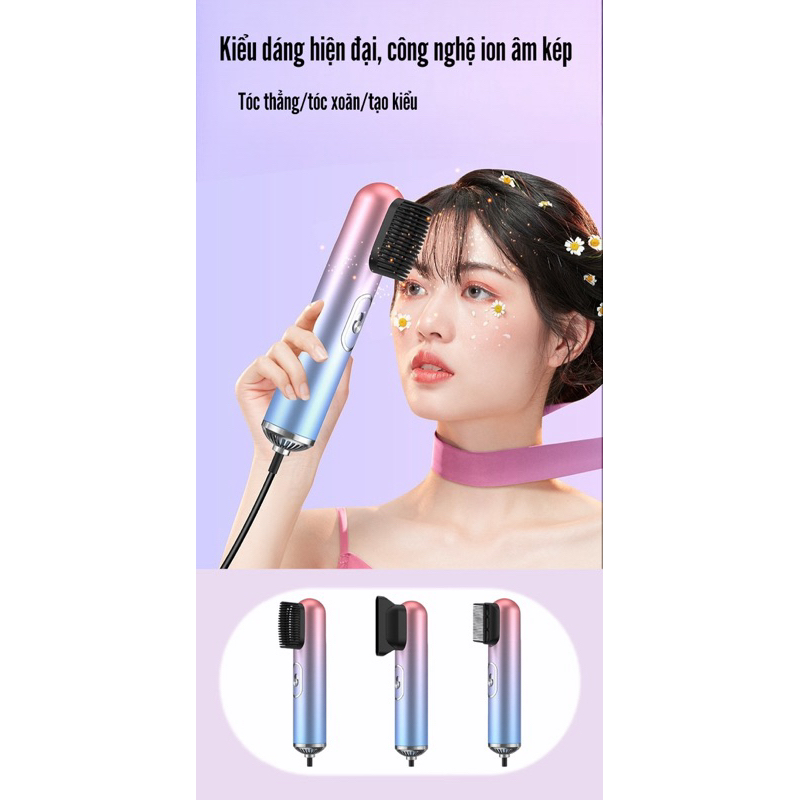 Máy Sấy Tóc Mini 3in1 Chống Hư Tóc Tạo Kiểu Công Nghệ Ion Cao Cấp 1000W Thiết Kế Nhỏ Gọn Tiện Lợi Bảo Hành 1 Năm