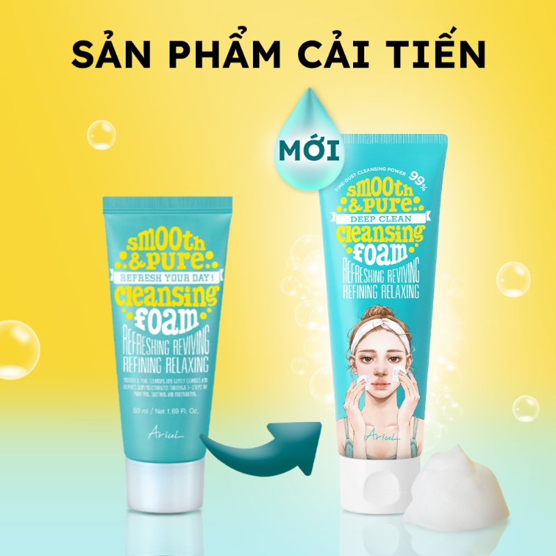 Ảnh Sữa Rửa Mặt Sạch Sâu Bụi Mịn A​r​i​u​l S​m​o​o​t​h ​&​ P​u​r​e D​e​e​p C​l​e​a​n C​l​e​a​n​s​i​n​g F​o​a​m 80ml 4