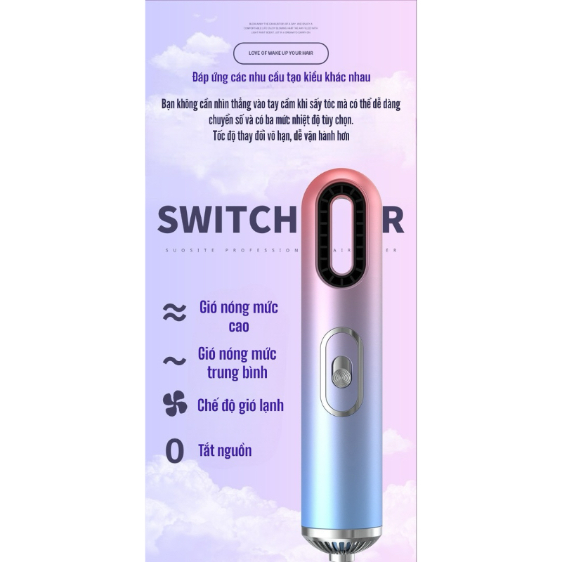 Máy Sấy Tóc Mini 3in1 Chống Hư Tóc Tạo Kiểu Công Nghệ Ion Cao Cấp 1000W Thiết Kế Nhỏ Gọn Tiện Lợi Bảo Hành 1 Năm