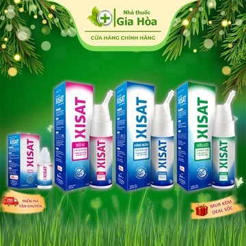 Xịt rửa mũi nước muối biển sâu Xisat người lớn và trẻ em (MERAP) (Xanh dương, hồng, xanh lá)