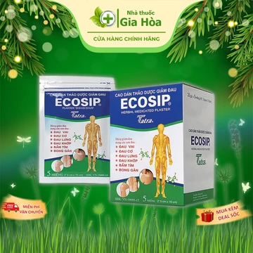 Ecosip - Cao dán thảo dược giảm đau cơ, đau khớp, bầm tím, bong gân (Gói 5 miếng)