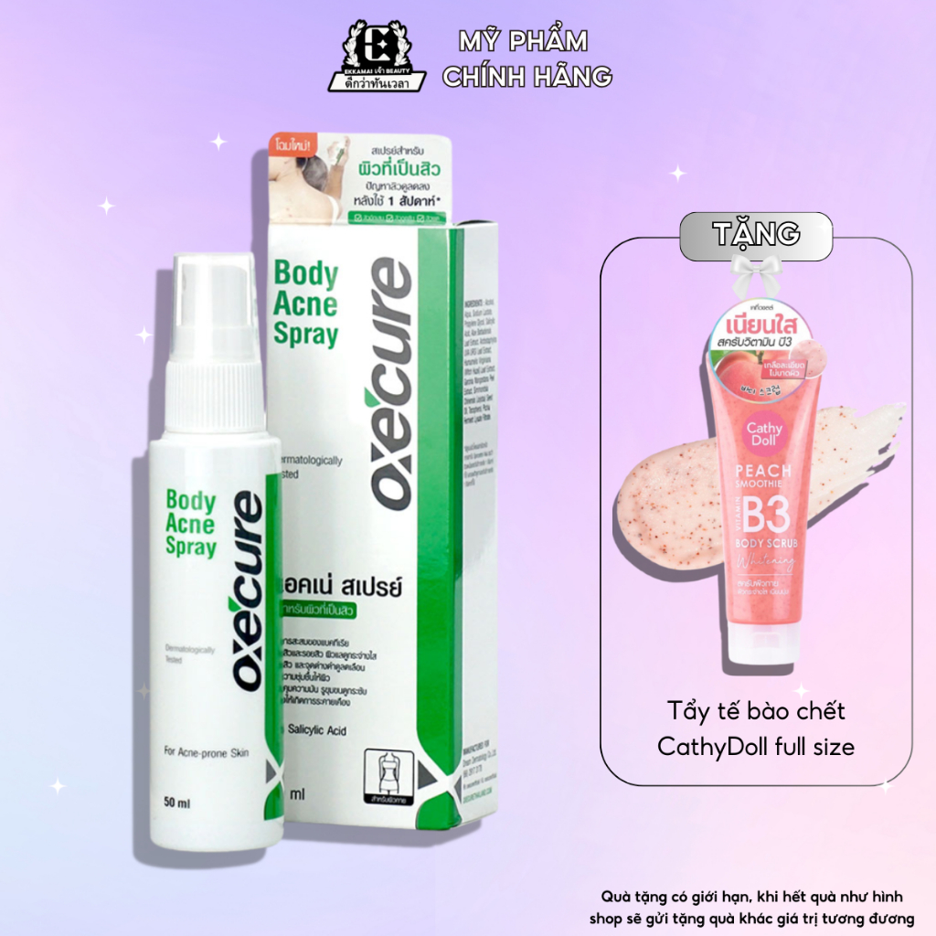 Xịt mụn lưng mụn body OXE'CURE hàng nội địa Thái giảm thâm viêm ngứa se khít lỗ chân lông hiệu quả sau 1 tuần sử dụng