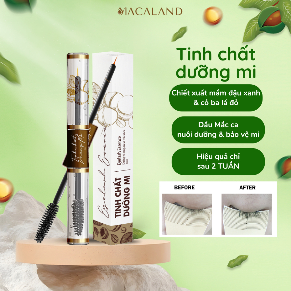 Ảnh Tinh chất dưỡng mi dài cong chỉ sau 2 TUẦN MACALAND 5ml/10ml từ Mầm Đậu Xanh, Cỏ Ba Lá Đỏ, Dầu Mắc Ca 2