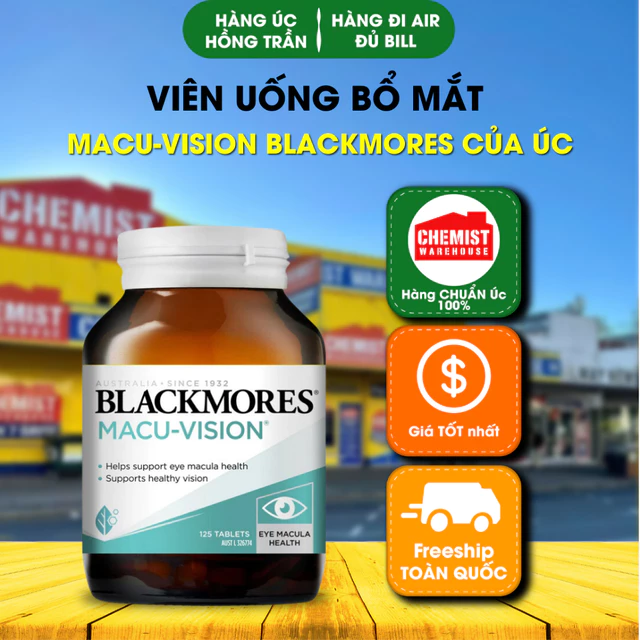 Viên Uống Bổ Mắt Macu-Vision Blackmores Của Úc Bổ Mắt, Tăng Cường Thị Lực, Giảm Mỏi Mắt 150 Viên