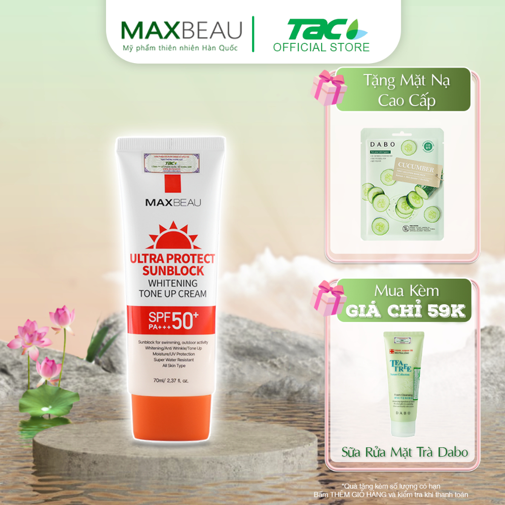 Ảnh Kem Chống Nắng Kháng Nước, Nâng Tone, Trắng Da Maxbeau Ultra Protect Sunblock TAC 70ml 1