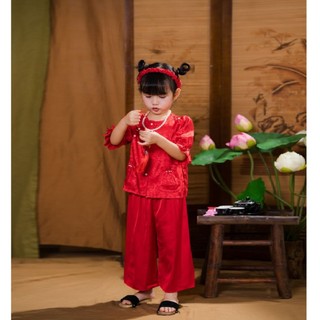 Đồ Ba Cho Bé Gái Chất Gấm Chun Tay Cúc Ngọc + Quần Lụa Mềm, Sét Bà Ba Mặc Trung Thu Size Từ 10 Đến 43 Kg BB06 - BEEKIDS