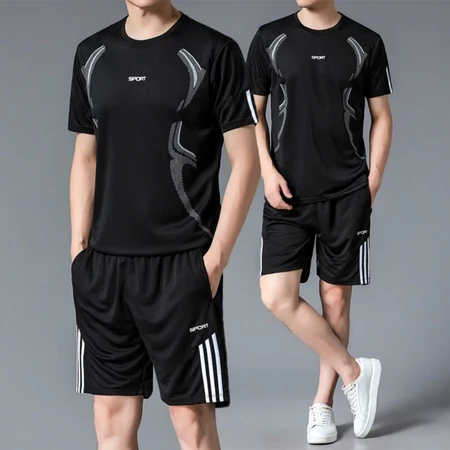 Bộ quần áo thể thao nam in chữ Sport, Đồ bộ nam hè chất liệu thun lạnh co giãn thấm hút mồ hôi