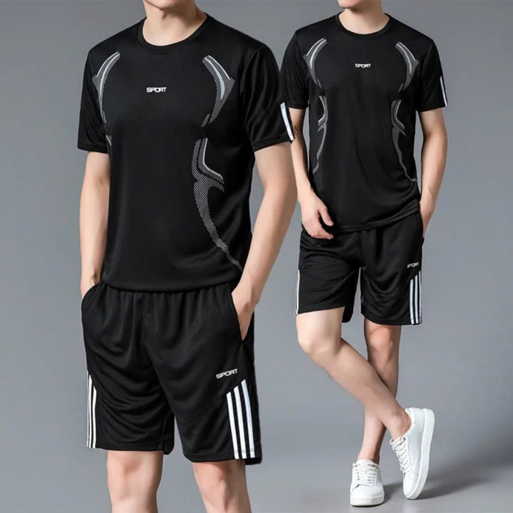 Bộ quần áo thể thao nam in chữ Sport, Đồ bộ nam hè chất liệu thun lạnh co giãn thấm hút mồ hôi