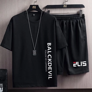 Bộ quần áo thun in chữ Balckdevil, Đồ bộ nam thể thao chất thun lạnh thoáng mát đủ size M-->3XL