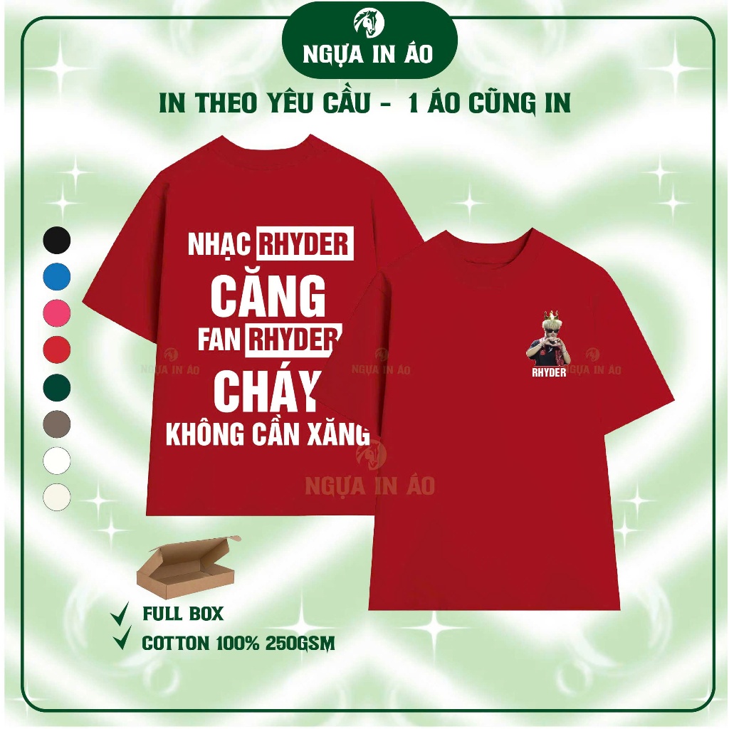 ÁO RHYDER - Áo RHYDER CĂNG FAN RHYDER CHÁY in chữ ký COTTON 100% 2 ...