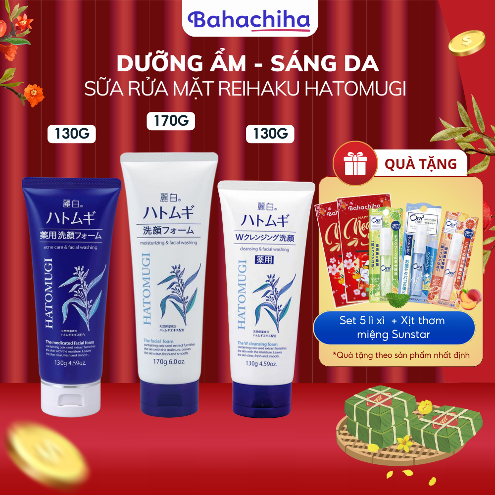 Ảnh Sữa rửa mặt Reihaku Hatomugi 130g 170g dưỡng ẩm trắng da chiết xuất hạt ý dĩ Nhật - Bahachiha 1