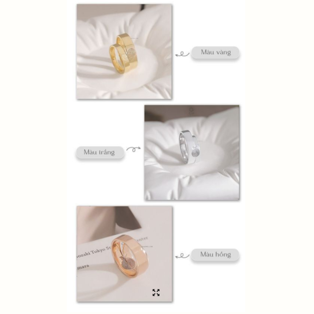 Ảnh Nhẫn cưới khắc dấu vân tay vàng tây 18k bản mo khắc chữ Gix Jewel 2