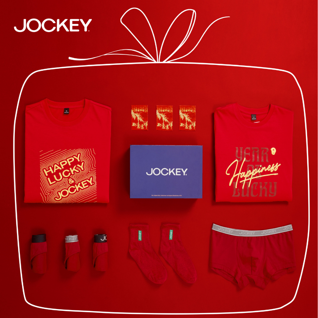 Ảnh COMBO 2 Áo thun T-shirt  đỏ may mắn Jockey Cotton Nam Nữ - 2J4100J4101 2