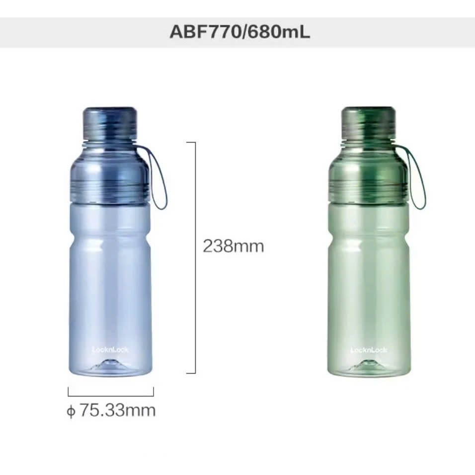 Bình nước nhựa Tritan LocknLock Sport Bottle ABF770 Màu Xanh Lá dung tích 680ml, có quai cầm, chống rỉ nước - K-MALL